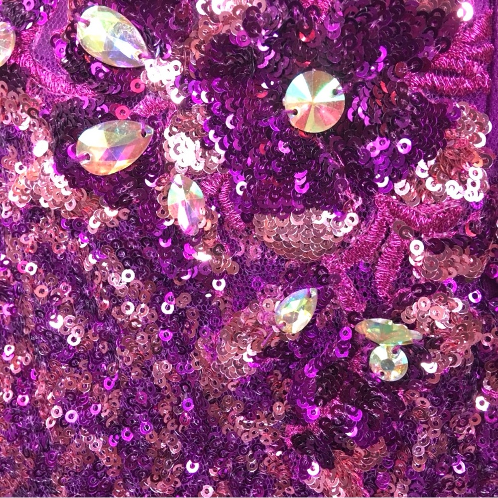 Strapless Purple & Pink Sequin Gown - Picture 8 of 9